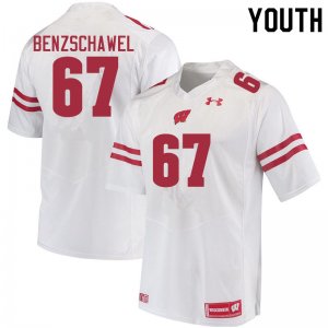 Youth Wisconsin Badgers NCAA #67 JP Benzschawel White Authentic Under Armour Stitched College Football Jersey LT31L37BV